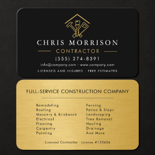 Contractor Industrial Gold Metal Business Card