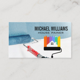 Contractor Painting Wall Paint Roller House Logo Business Card