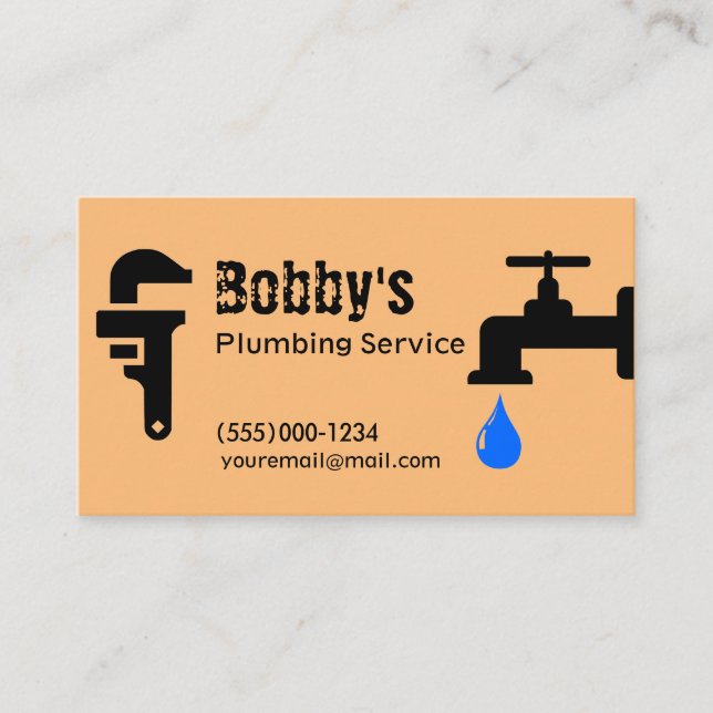 Contractor Plumbing Service Chrome Design Business Business Card (Front)