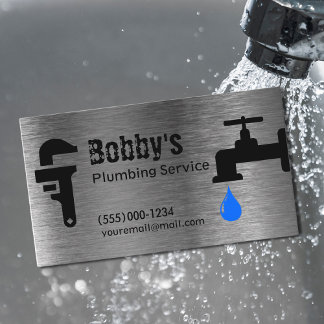 Contractor Plumbing Service Chrome Design Business Card
