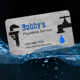 Contractor Plumbing Service Chrome Design Business Card