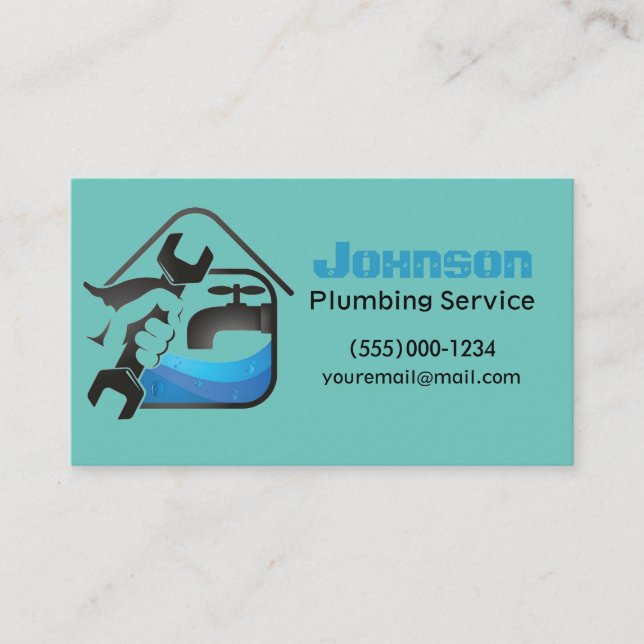 Contractor Plumbing Service Design Business Card (Front)