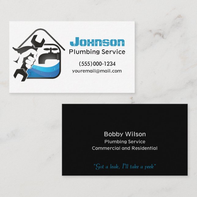 Contractor Plumbing Service Design  Business Card (Front/Back)