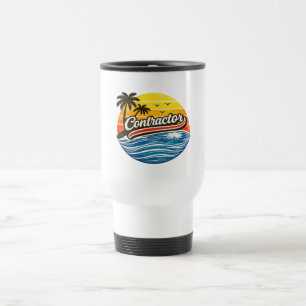 Contractor Retro Sunset Design Travel Mug
