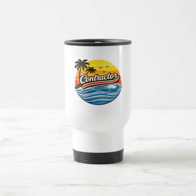 Contractor Retro Sunset Design Travel Mug (Center)