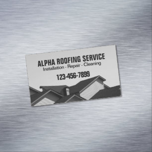 Contractor Roof Repair Construction Roofing Roofer Magnetic Business Card