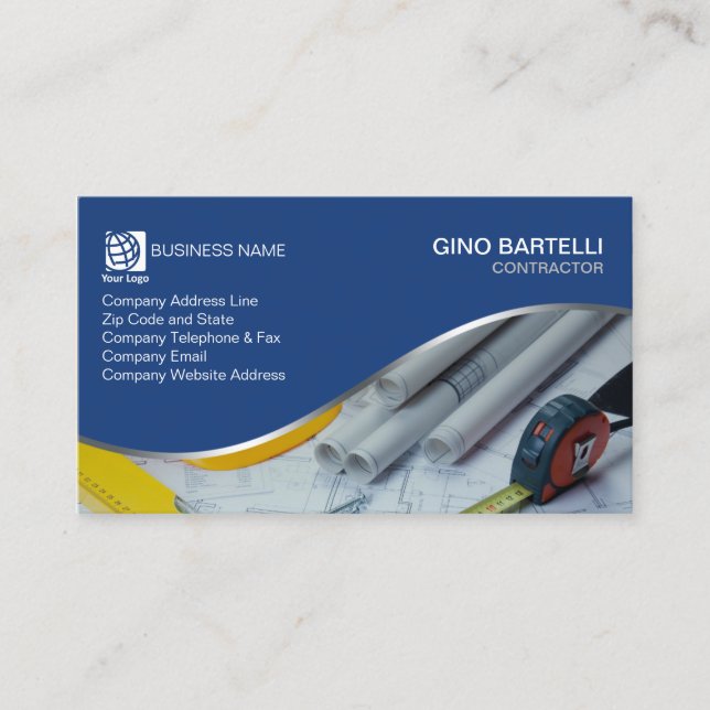 Contractor Tools Construction Trade Skills Business Card (Front)
