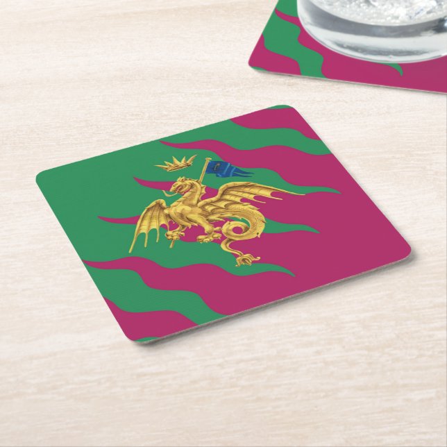 Contrada del Drago (Dragon) Palio di Siena Square Paper Coaster (Angled)