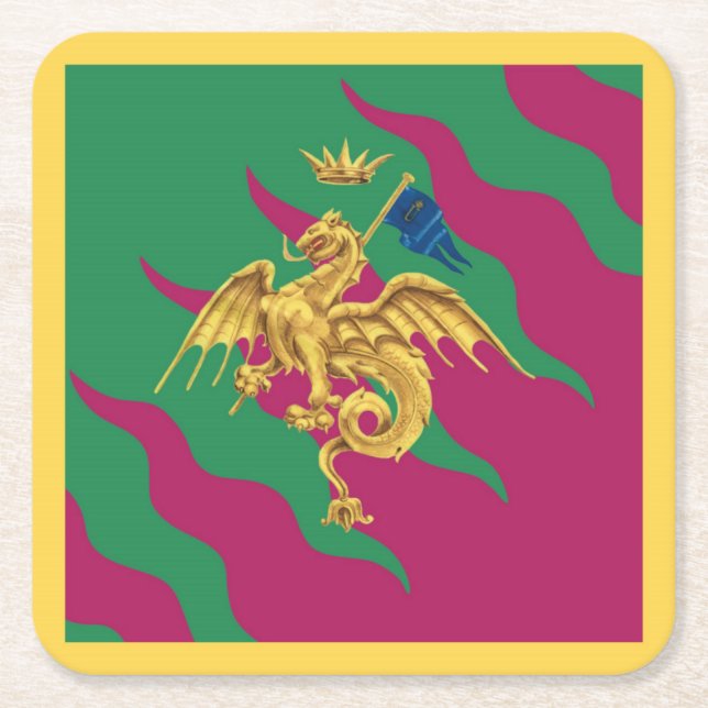 Contrada del Drago (Dragon) Palio di Siena Square Paper Coaster (Front)