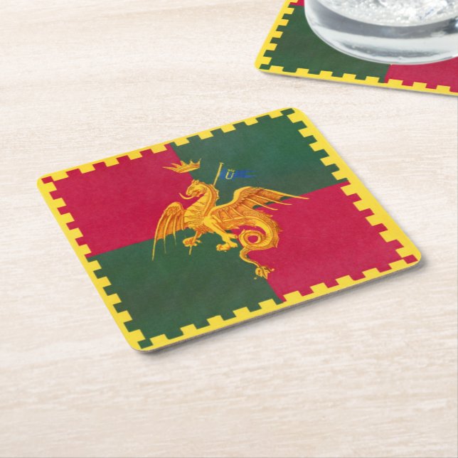 Contrada del Drago (Dragon) Palio di Siena Square Paper Coaster (Angled)
