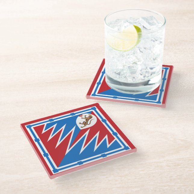 Contrada della Pantera (Panther) Palio di Siena Glass Coaster (Angled)