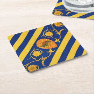 Contrada della Tartuca (Tortoise) Palio di Siena Square Paper Coaster