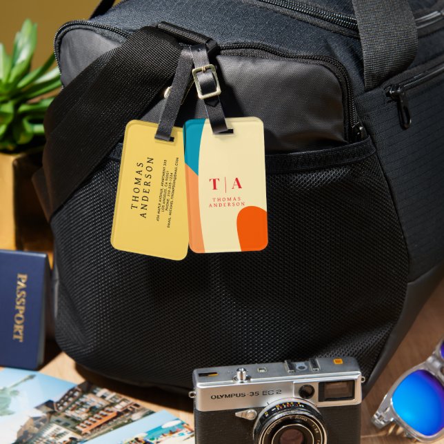 Contrast Abstract Geometric Background Luggage Tag (Front & Back)