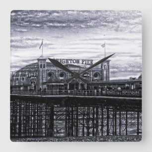 Contrast Brighton Pier Square Wall Clock