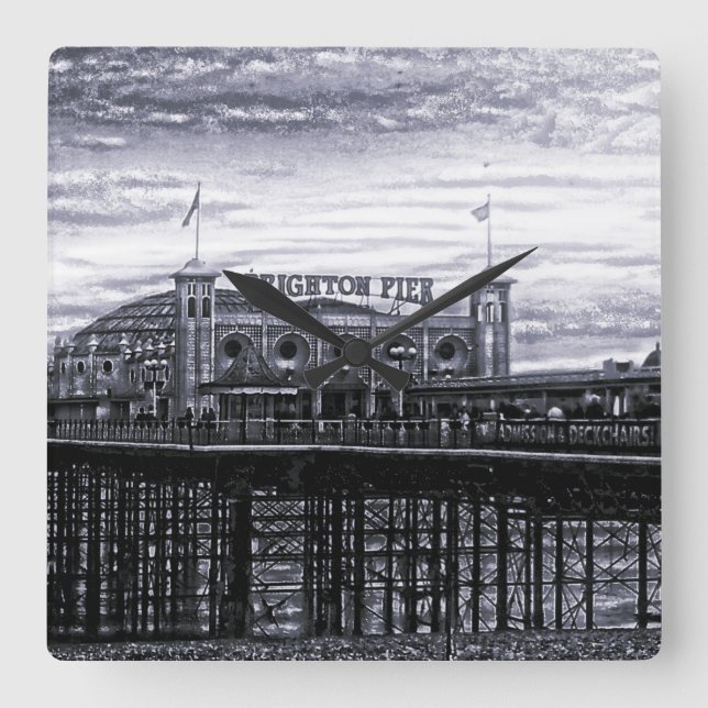 Contrast Brighton Pier Square Wall Clock (Front)