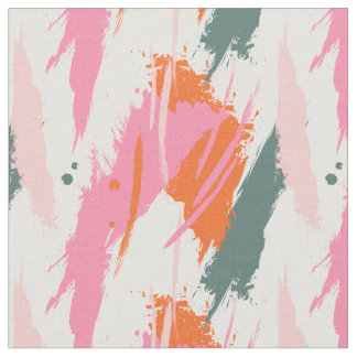 Contrast brush strokes pink green red  fabric