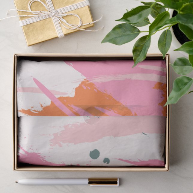 Contrast brush strokes pink green red  tissue paper (Gift)