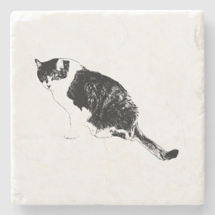 Contrast Cat Ink Coaster Sets a Bold Mood