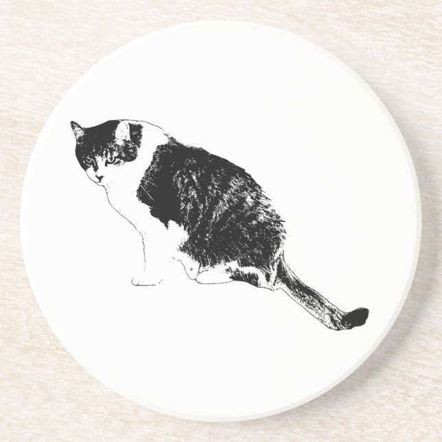 Contrast Cat Ink Coaster Sets a Bold Mood (Front)