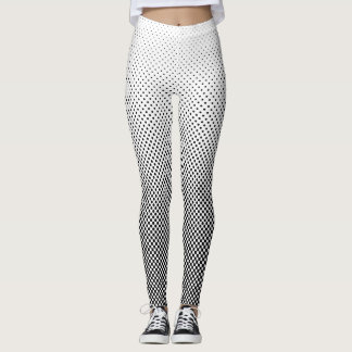 Contrast Halftone Dots Black and White Slimming Leggings