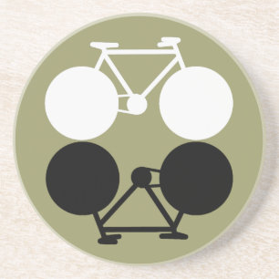 contrasting bicycles graphic coaster