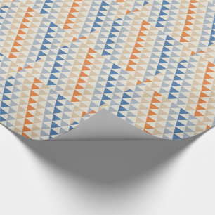 Contrasting Blue Orange And White Triangle Pattern Wrapping Paper