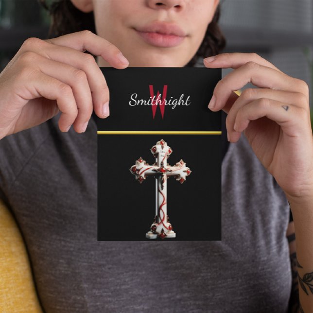 Contrasting Harmony: White and Red Cross on Black Postcard (Creator Uploaded)