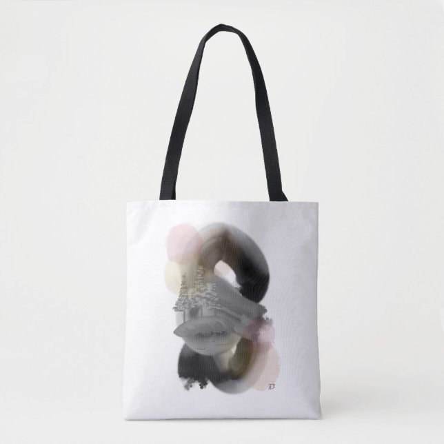 Contrasting Minimal Abstract Art Reusable Tote Bag (Front)