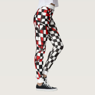 Contrasting Red and White Chequered Leggings