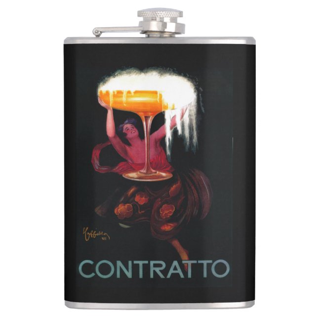 Contratto Vintage PosterEurope Hip Flask (Front)