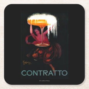 Contratto Vintage PosterEurope Square Paper Coaster