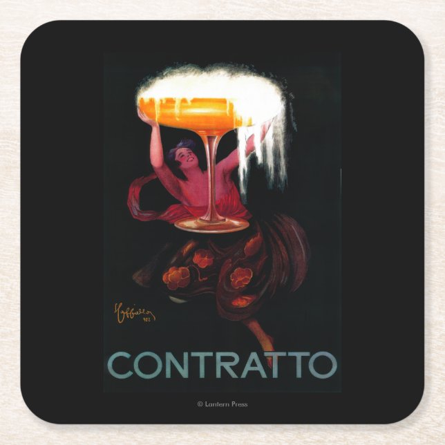 Contratto Vintage PosterEurope Square Paper Coaster (Front)