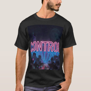 CONTROL - Cyberpunk City Neon Pink Futuristic Skyl T-Shirt