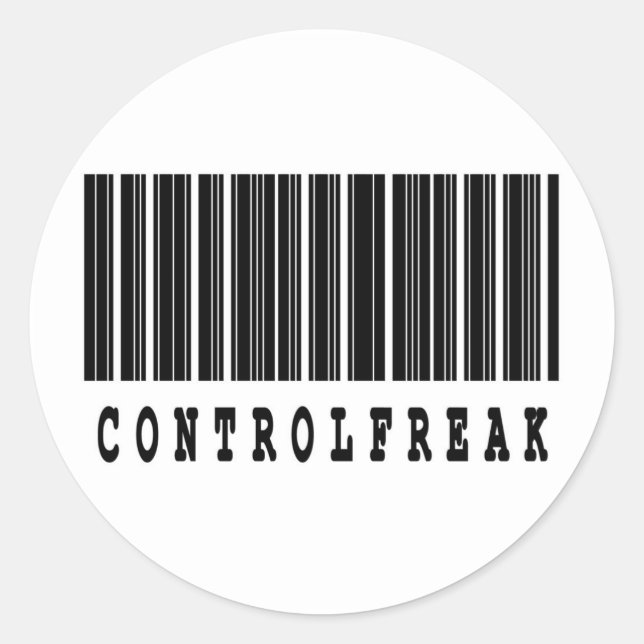 control freak barcode design classic round sticker (Front)