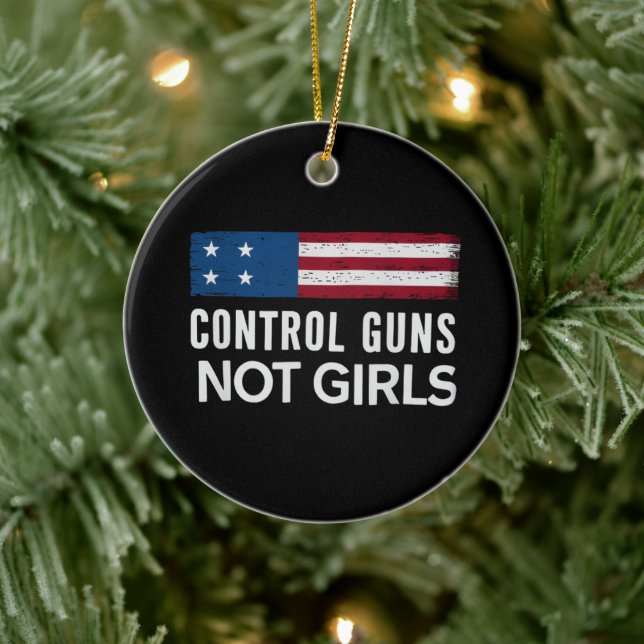 Control Guns Not Girls Ceramic Tree Decoration (Tree)