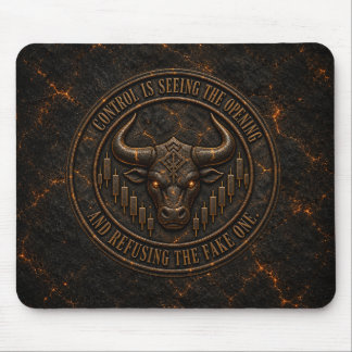 Control Is Seeing the Opening | Dark Ember Bull Mouse Mat