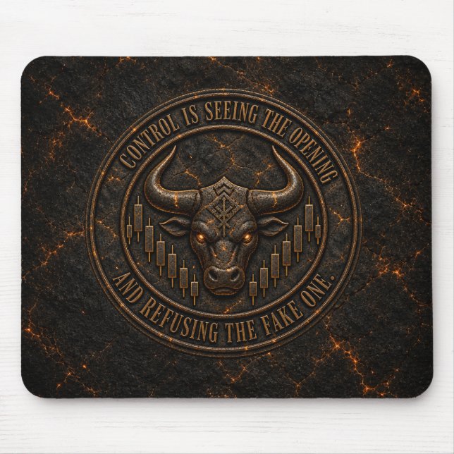Control Is Seeing the Opening | Dark Ember Bull Mouse Mat (Front)