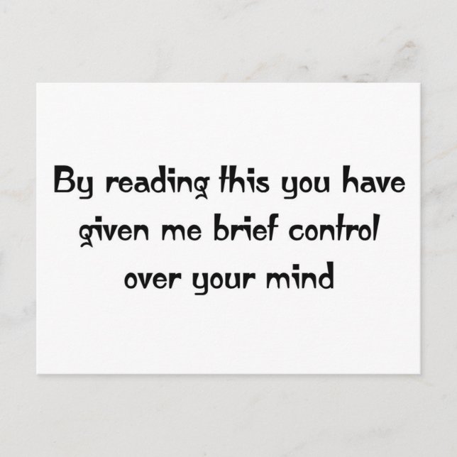 Control over your mind postcard (Front)