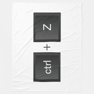 Control-Z ctrl+Z "UNDO" Fun Black PC Keyboard  Fleece Blanket
