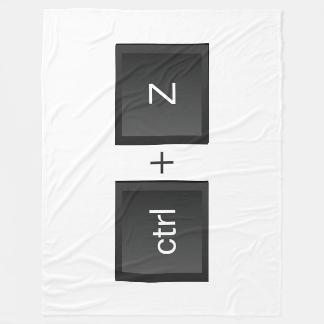 Control-Z ctrl+Z "UNDO" Fun Black PC Keyboard  Fleece Blanket (Front)