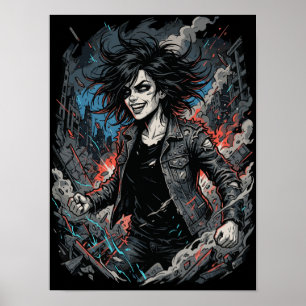 Controlled Chaos Punk Girl   Urban Grunge Rebel Ar Poster