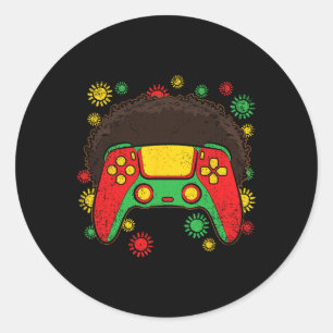 Controller Afro Black History Month Gaming Gamer 1 Classic Round Sticker