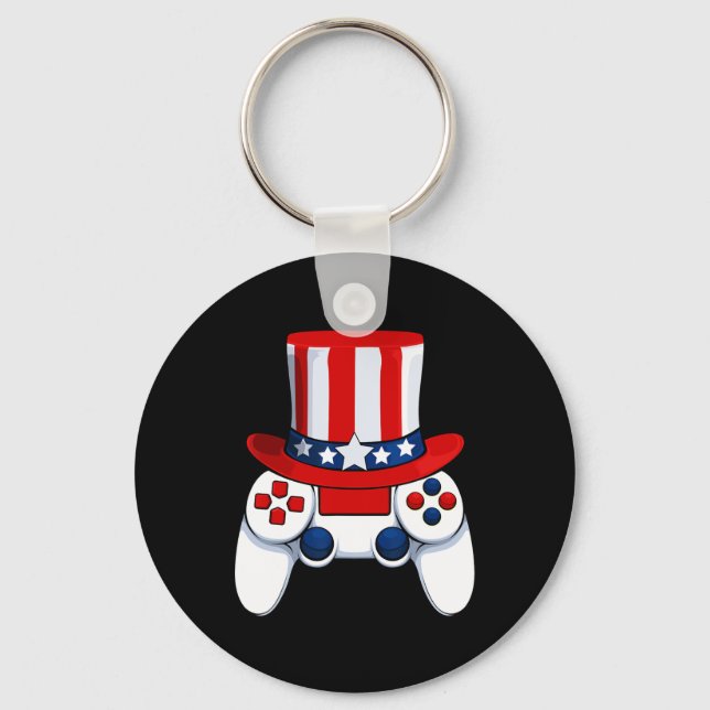 Controller American Hat 4th Of July Usa  Key Ring (Front)