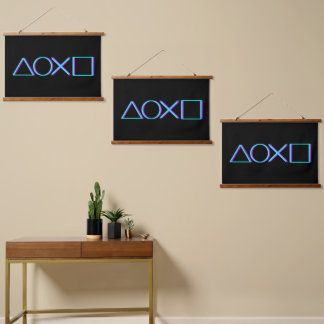 Controller Buttons Neon Glitch Art Gamer Hanging Tapestry