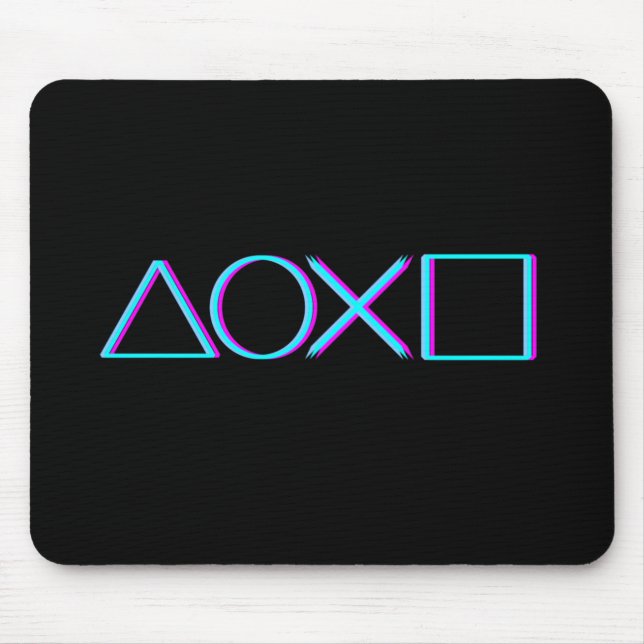Controller Buttons Neon Glitch Art Gamer Mouse Mat (Front)