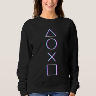 Controller Buttons Neon Glitch Art Gamer Sweatshirt