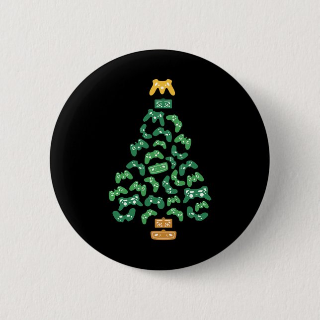 Controller Christmas Tree Pajama Cool Xmas Gaming  6 Cm Round Badge (Front)