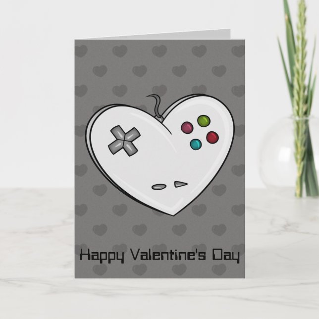 Controller Heart Gamer Valentine Holiday Card (Front)