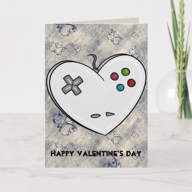 Controller Heart Gamer Valentine Holiday Card (Front)
