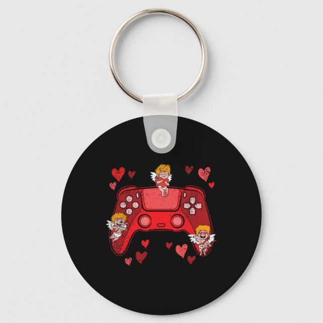 Controller Heart Valentines Day Cute Gaming Gamer  Key Ring (Front)
